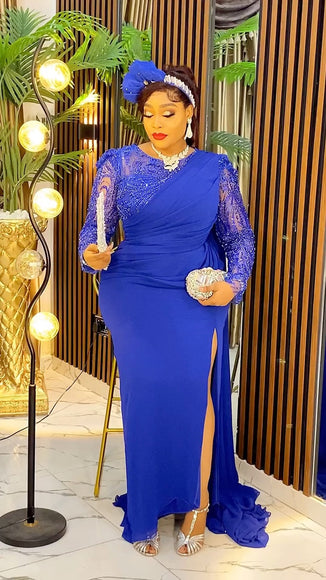 African Party Beaded Evening Gown Plus Size | Wedding Guest Mother of Bride