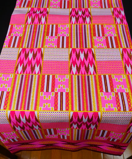 Metallic Pink Kente Fabric by the Yard, Clothing Making Upholstery Quilting Sewing Crafting Decor DIY