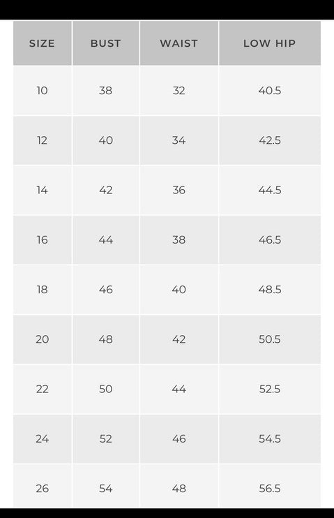 SIZE CHART