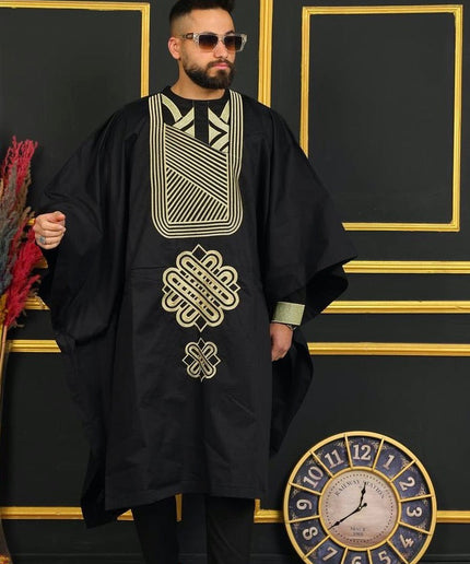 African Men's Clothing Embroidered Agbada Shirt Pants