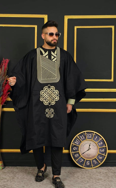 African Men's Clothing Embroidered Agbada Shirt Pants