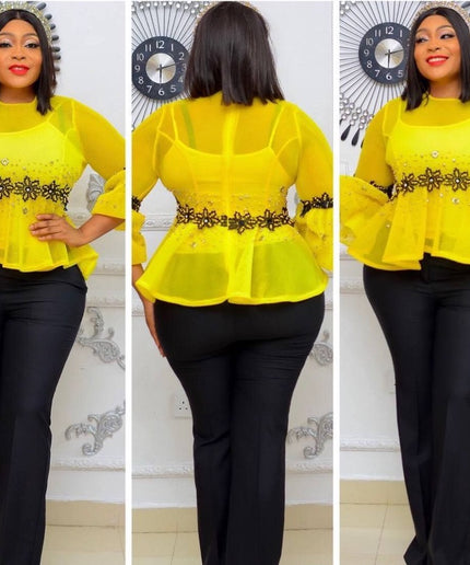 Yellow Embellished Blouse