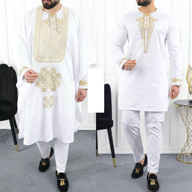 White Embroidered Agbada Shirt Pants African Party Wear