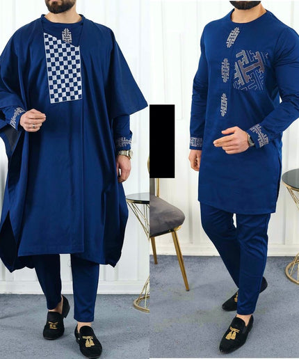 Agbada Shirt Pants Embroidery African Men's Attire