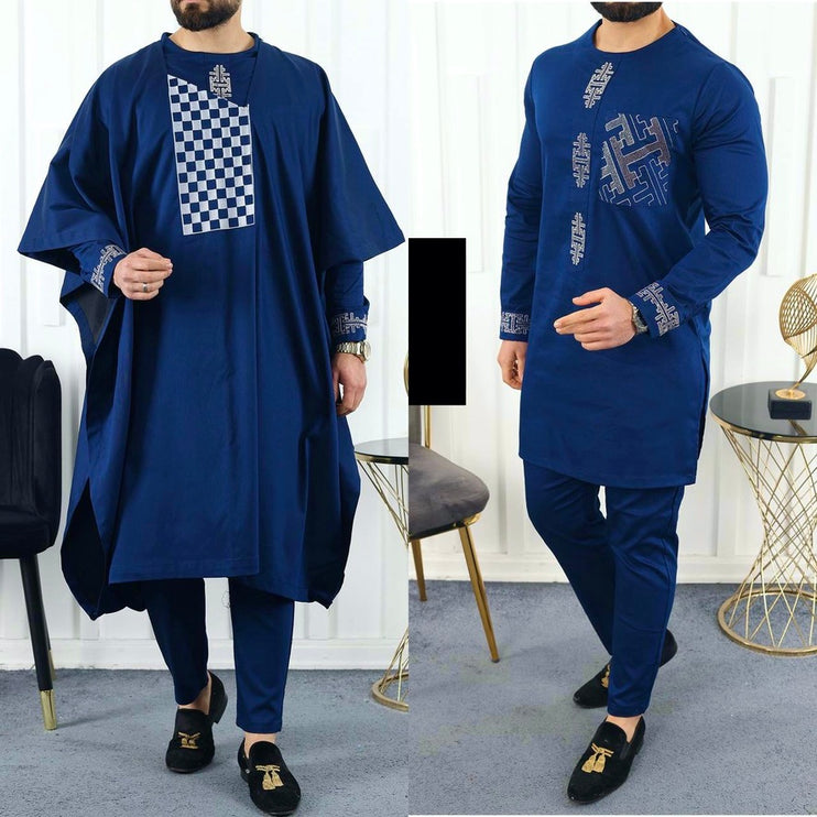 Agbada Shirt Pants Embroidery African Men's Attire