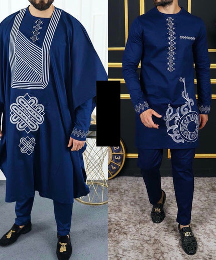 Agbada Shirt Pants Embroidery African Men's Attire