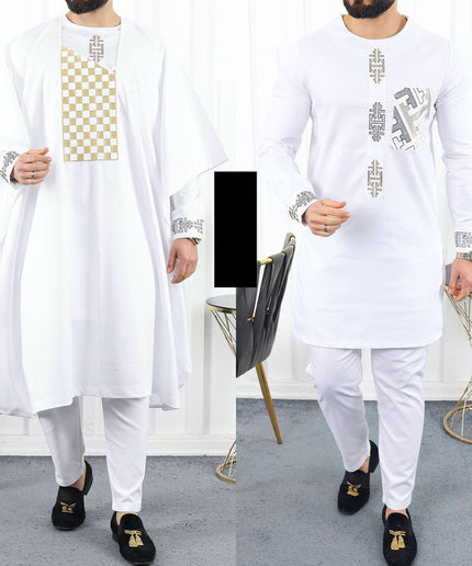 Agbada Shirt Pants Embroidery African Men's Attire