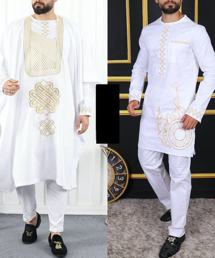 Agbada Shirt Pants Embroidery African Men's Attire