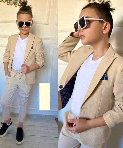 Boys' Slim-Fit Suit 3 Piece Blazer Shirt Pants - Wedding Party Birthday Graduation