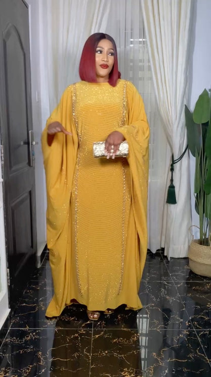 Gold Boubou Embellished Floor Length