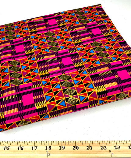 Metallic Pink Kente Fabric by the Yard, Clothing Making Upholstery Quilting Sewing Crafting Decor DIY