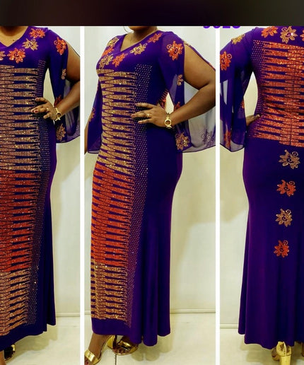 African Dress Kaftan with Rhinestones Wedding Party Celebrant