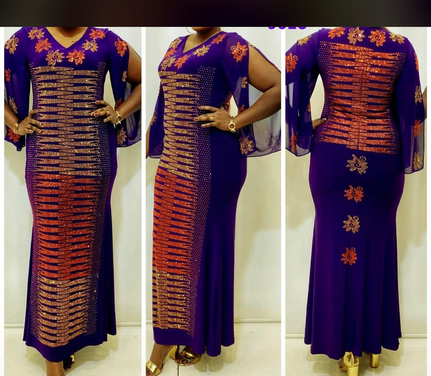 African Dress Kaftan with Rhinestones Wedding Party Celebrant