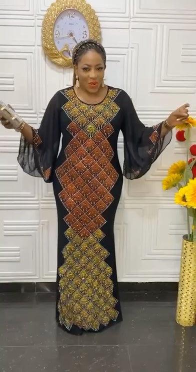 Kaftan Dress with Bling Dramatic Sleeves