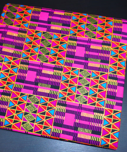 Metallic Pink Kente Fabric by the Yard, Clothes Making Quilting Sewing Crafting Upholstery Decor DIY