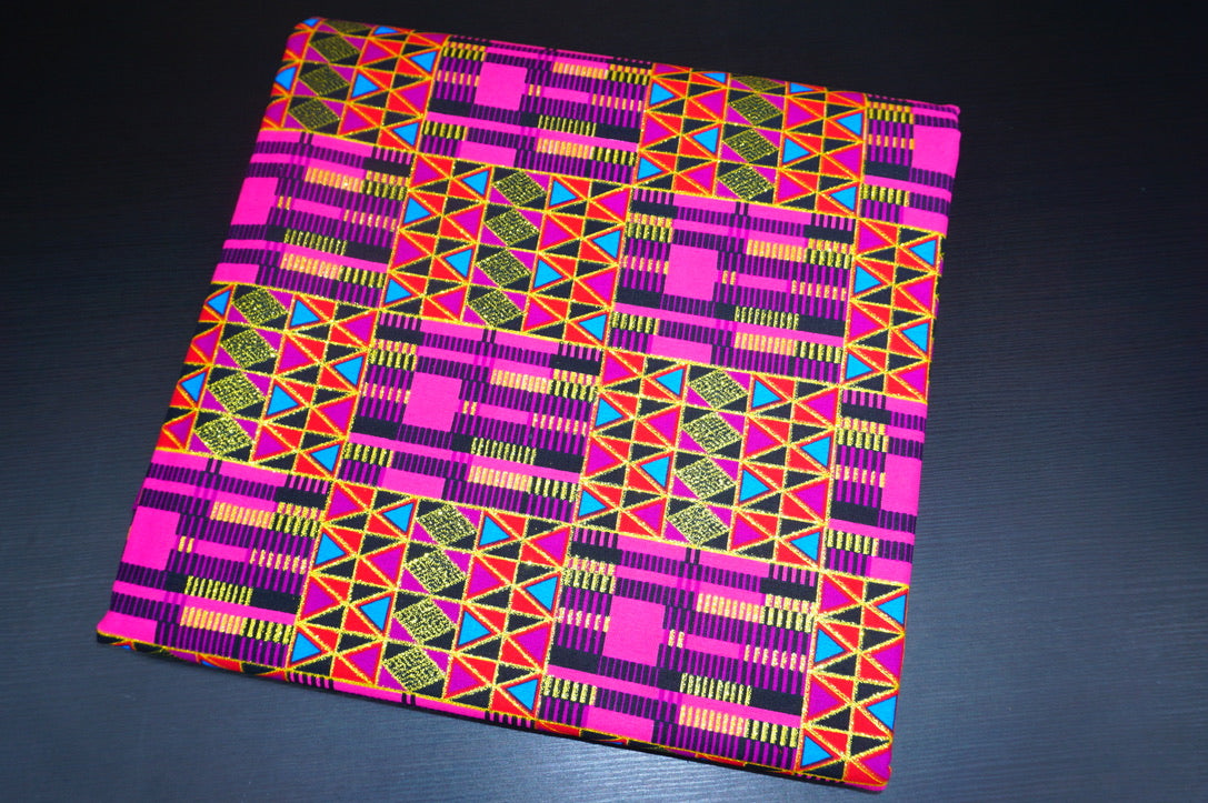 Metallic Pink Kente Fabric by the Yard, Clothes Making Quilting Sewing Crafting Upholstery Decor DIY