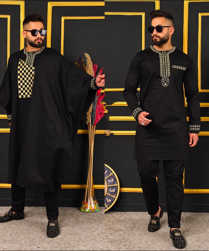 African Agbada Pants Shirt Embroidered Traditional Wedding Wear | 4 Colors