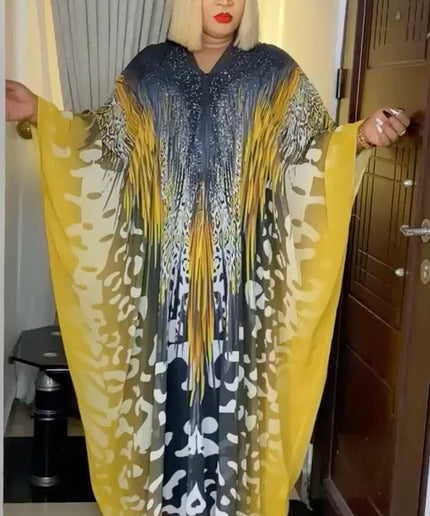 Gold Kaftan with Rhinestones