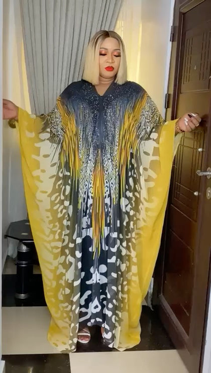 Gold Kaftan with Rhinestones