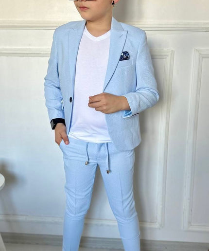 Boys' Slim-Fit Suit 3 Piece Blazer Shirt Pants - Wedding Party Birthday Graduation