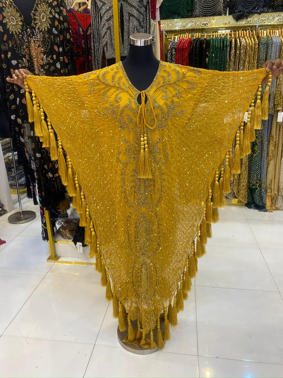 Fancy Beaded Kaftan with Tassels